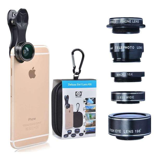 Apexel 5-in-1 Clip-on Lens Kit