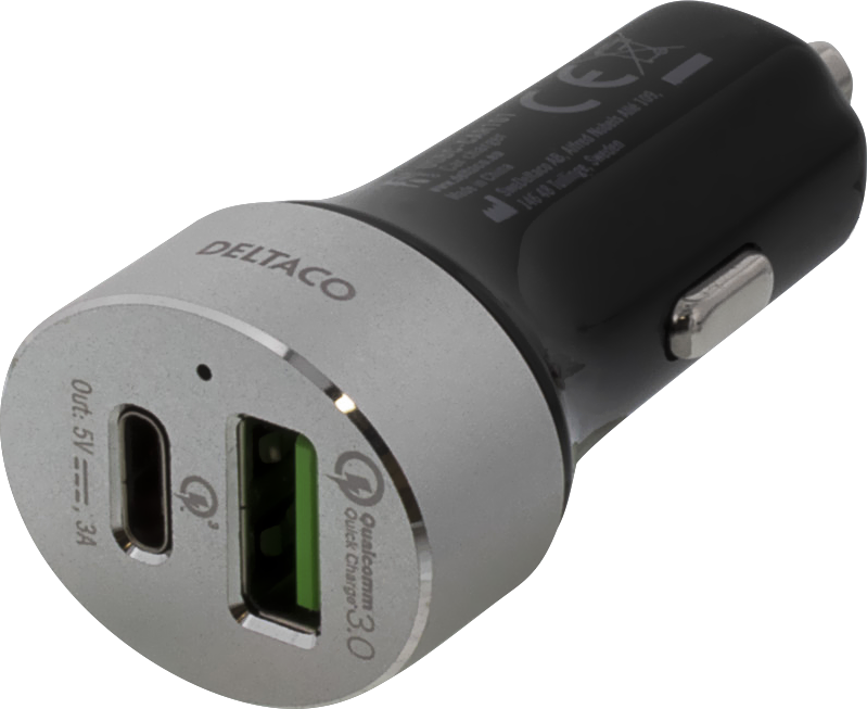 Deltaco Billaddare USB-C + USB-A