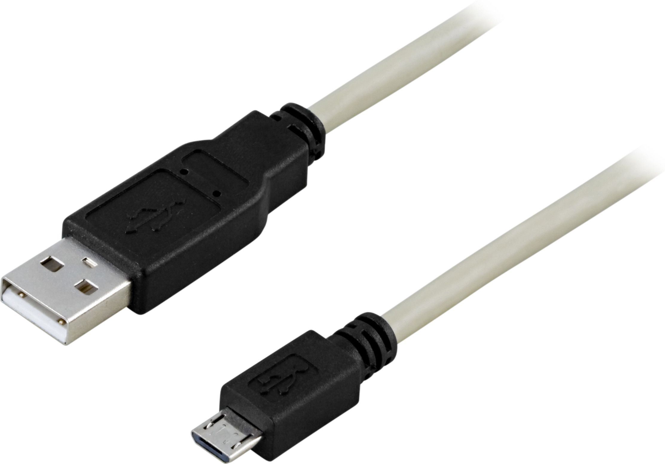 Deltaco USB-A till MicroUSB-kabel - Vit 2 meter