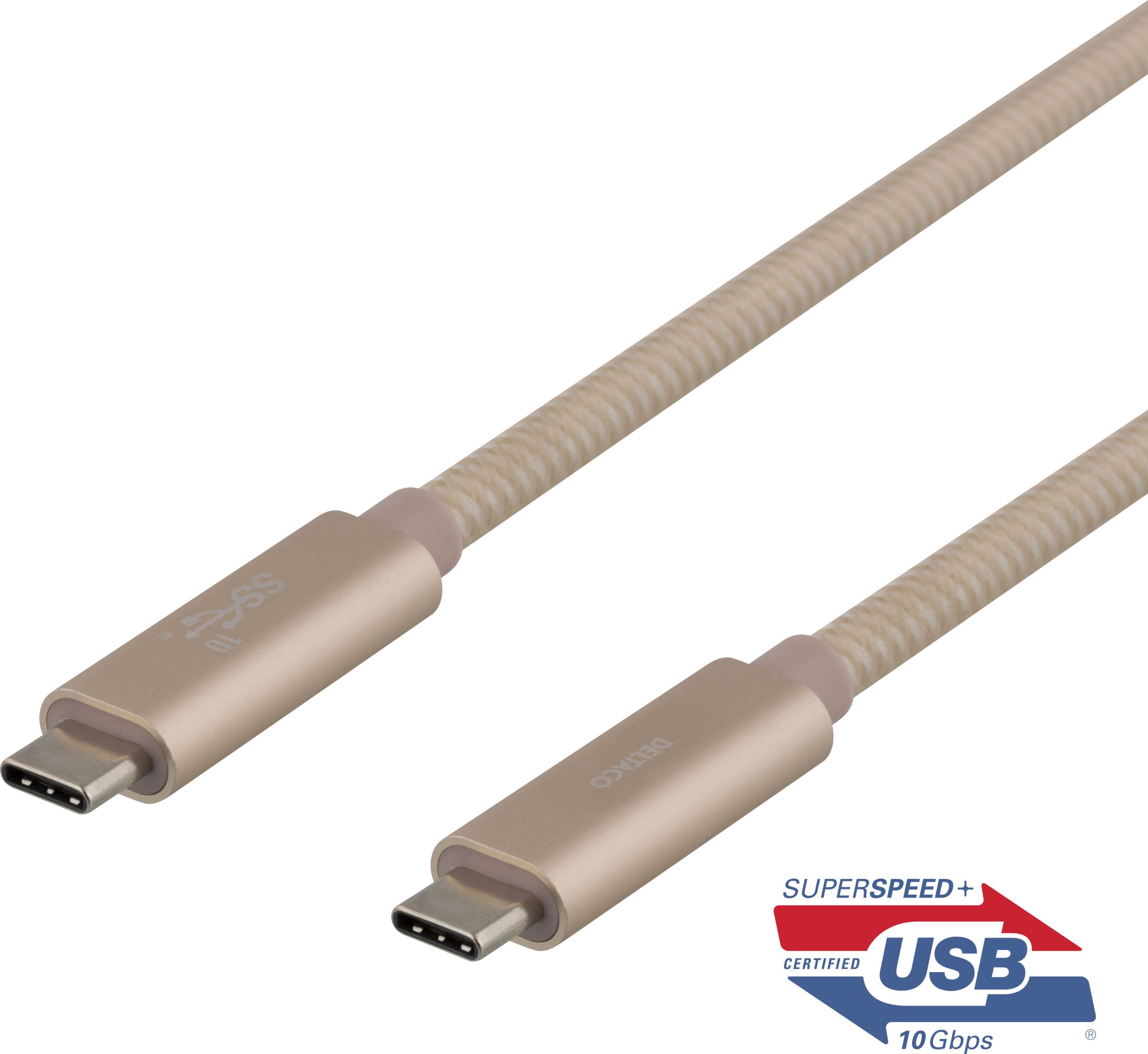 Deltaco USB-C to USB-C Cable 10 Gbit/s - Silver 0,5 meter