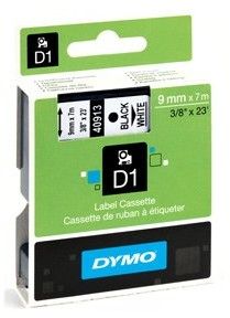 Dymo Tape D1 9mm x 7m - märktejp - Svart/vit