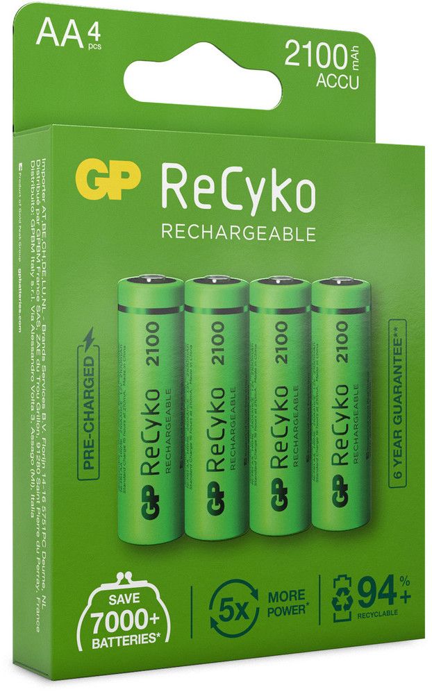 GP ReCyko Rechargeable 2100mAh AA - 4-pack