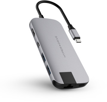 HyperDrive Slim 8-in-1 USB-C Hub - Grå