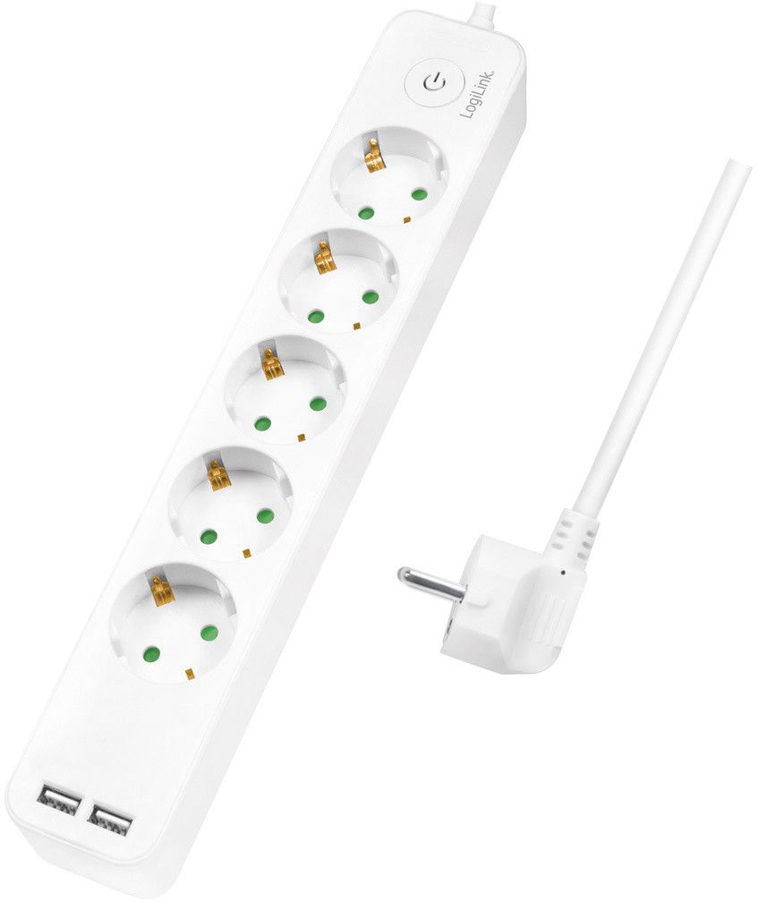 LogiLink LPS249U Grenuttag 5-vägs + 2xUSB Brytare