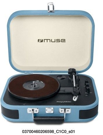 Muse MT-201 Vintage Turntable Stereo System - Blå/grå