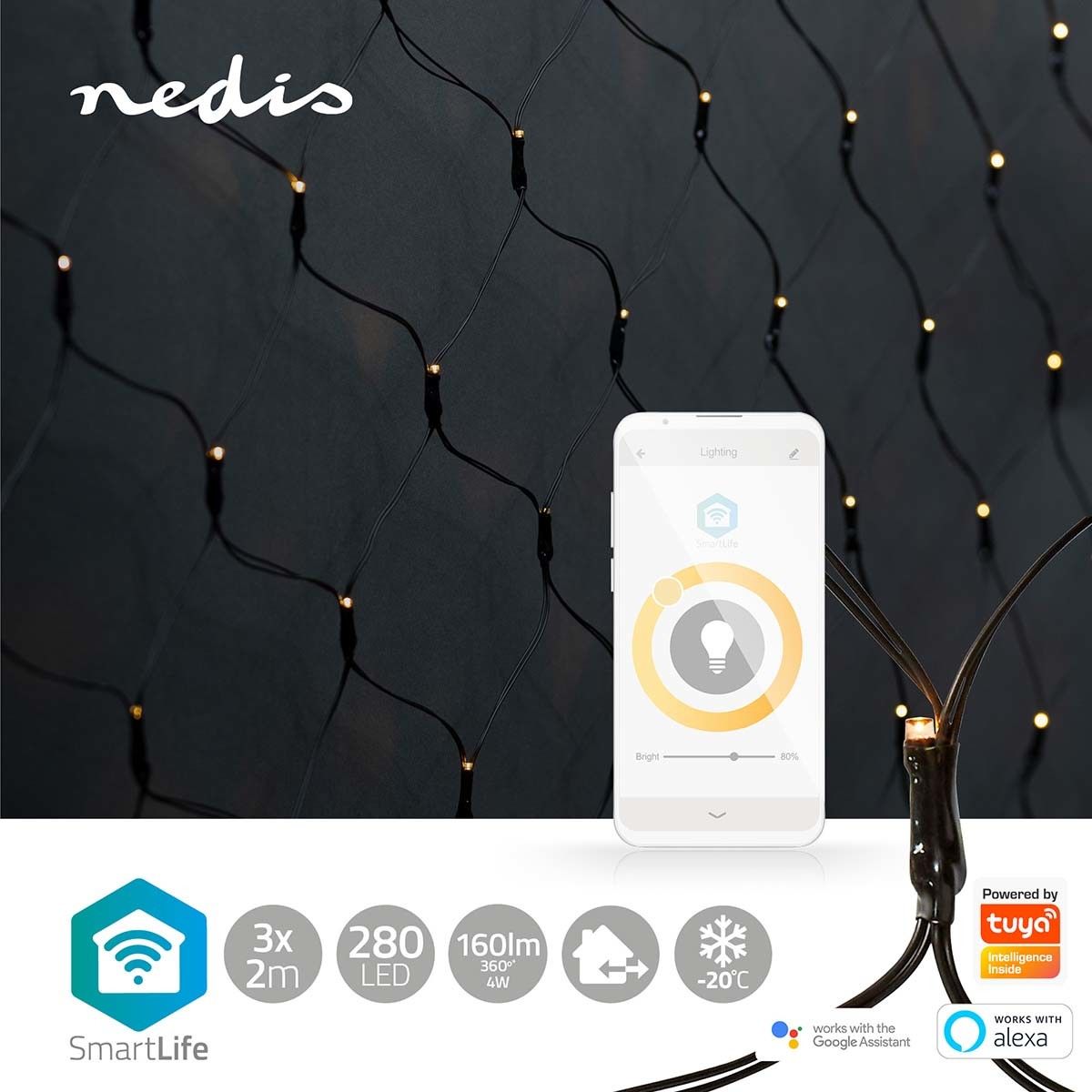 Nedis SmartLife Wifi Warm White Net Lights - 3 x 2 meter