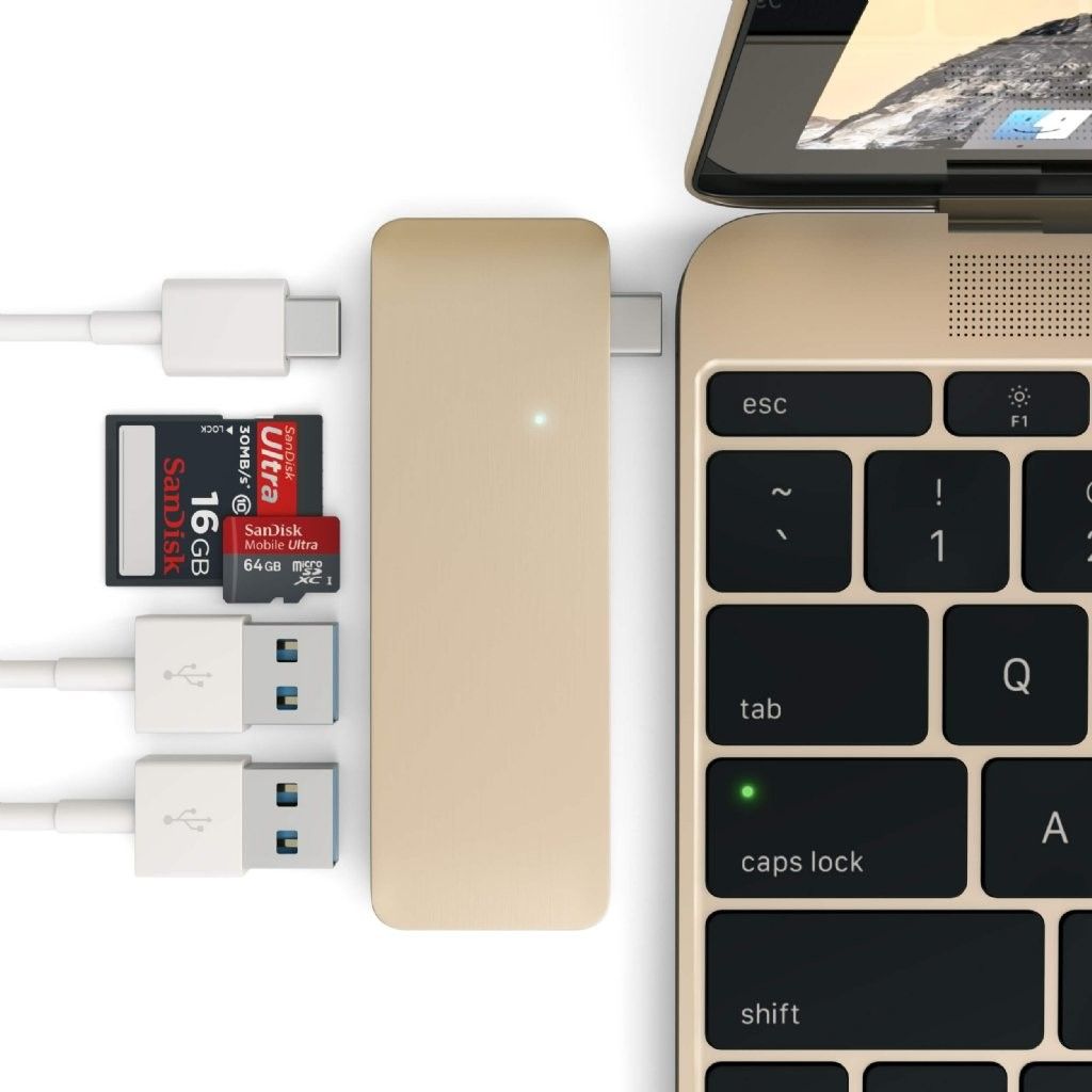 Satechi USB-C Pass Through USB Hub - Grå