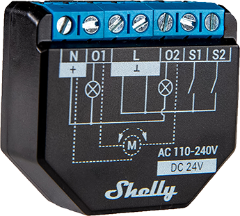 Shelly Plus 2PM - infälld strömbrytare