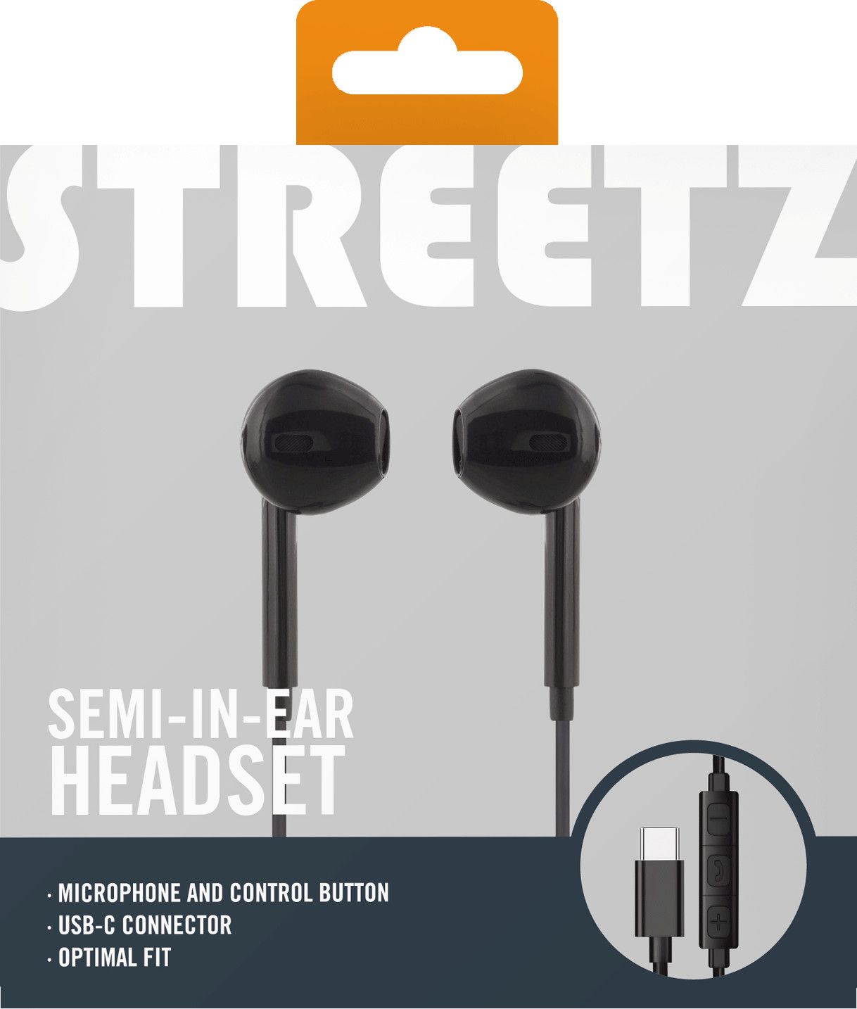 Streetz Semi-in-Ear Headset with USB-C - Vit