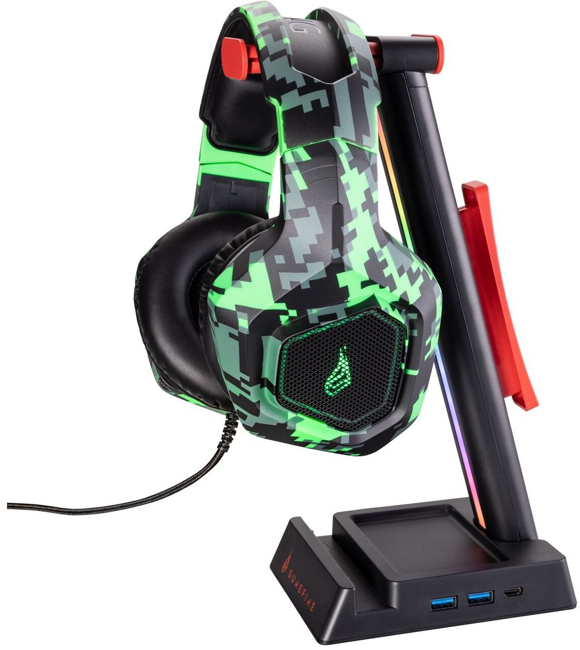 SureFire Vinson N2 Dual RGB Headset Stand - Röd