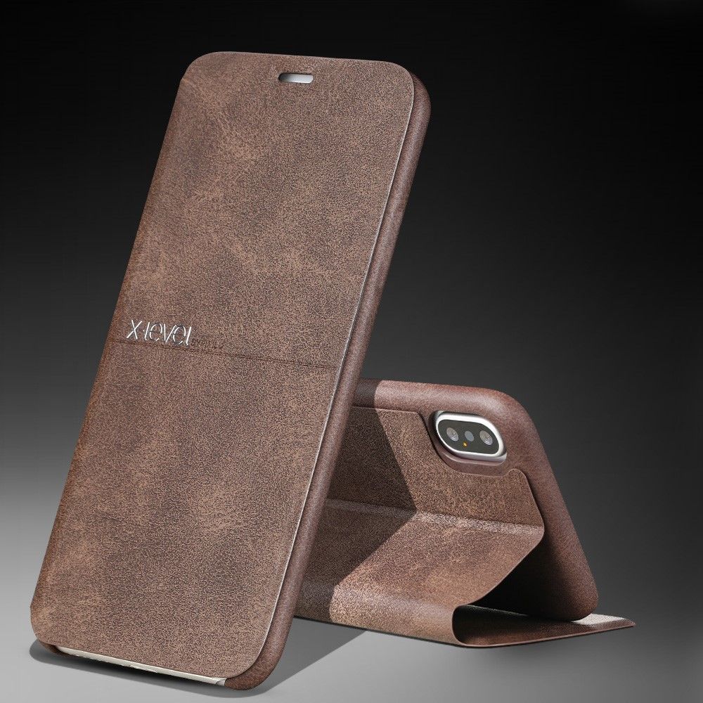 X-level Leather flip Stand Case | iPhone//iPhone XR//Skal & fodral//Läderfodral | AlltMobil