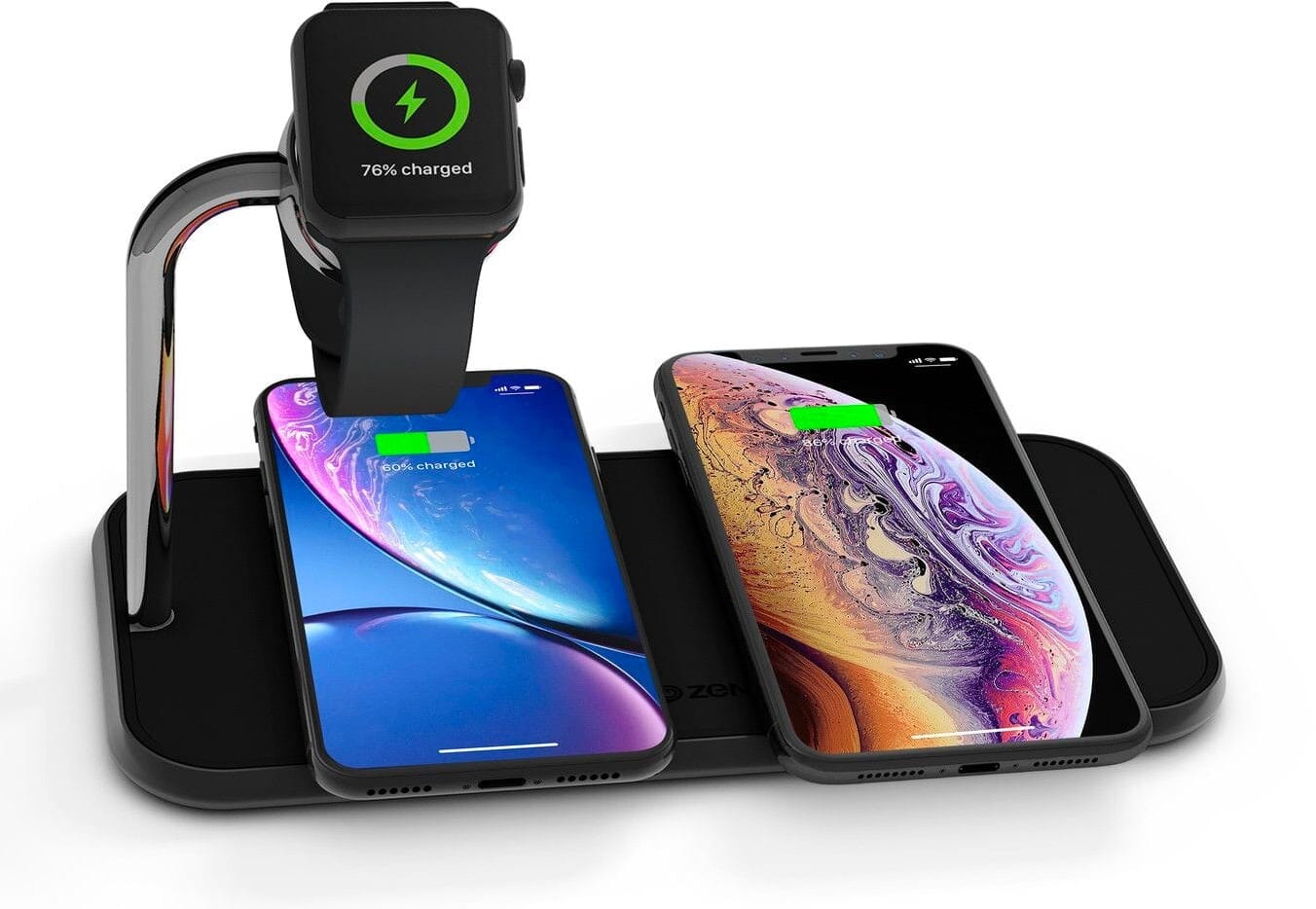 Zens Dual+Watch Aluminium Wireless Charger - Svart